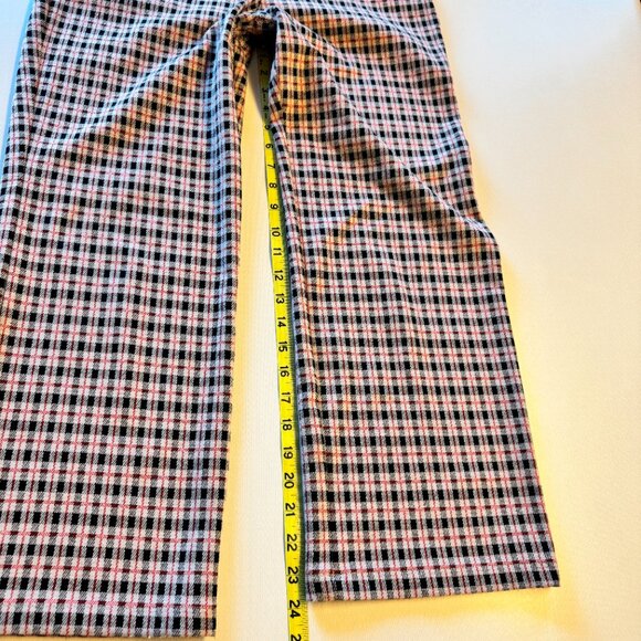 Sanctuary Carnaby Kick Crop Pants Large Plaid Tan Black Red Pull On - Picture 7 of 12